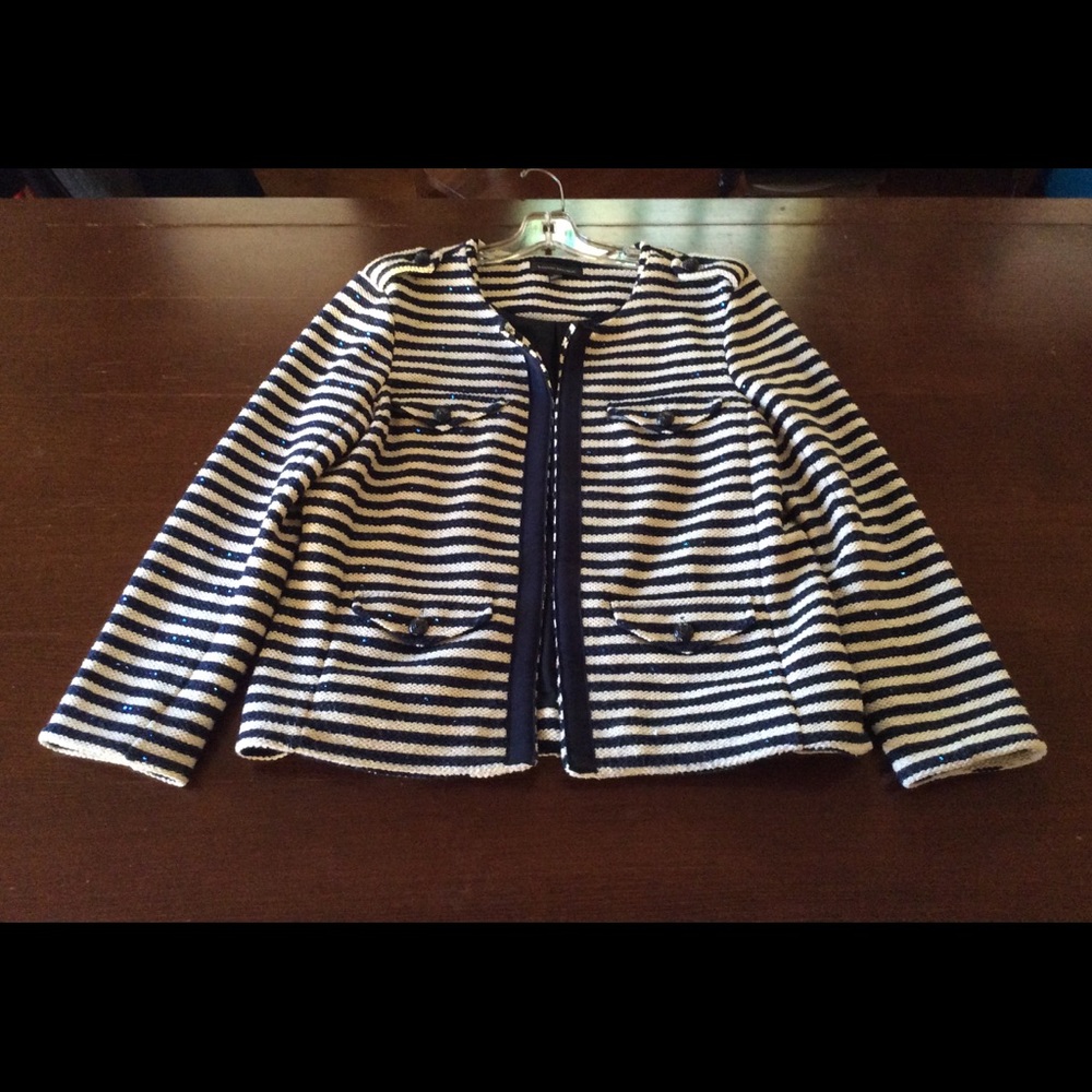 Banana Republic blue and white jacket with sequins